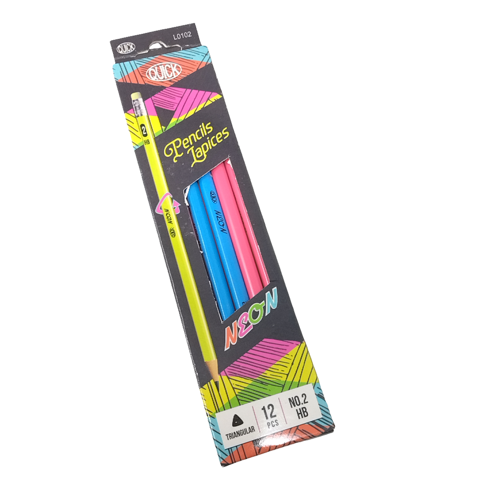 PENCIL POLYNER TRIANGULAR ASST. NEON W/ ERASER