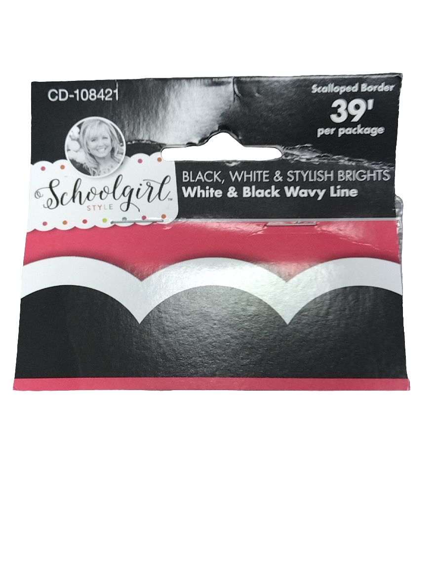 WHITE & BLACK WAVY LINE SCALLOPED BORDERS
