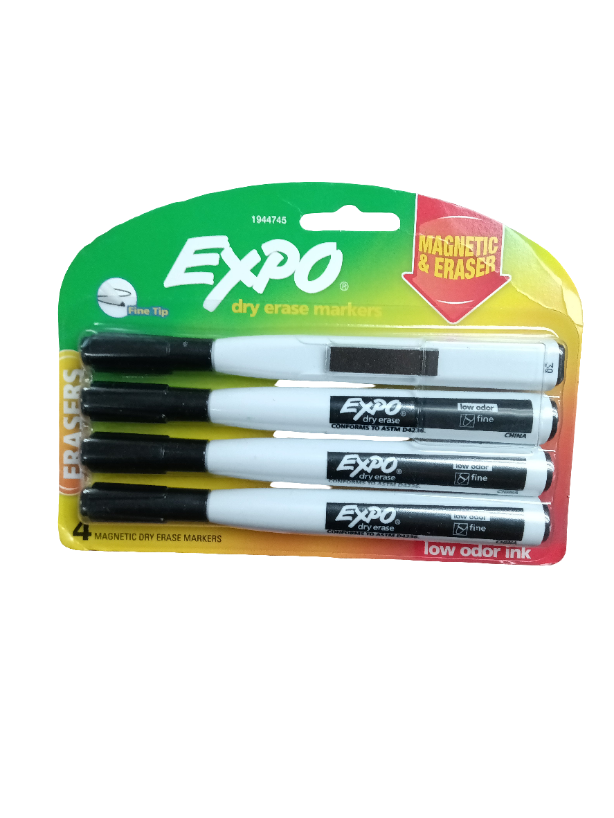 Expo Magic W/Eraser | 4cd | Black | Fine