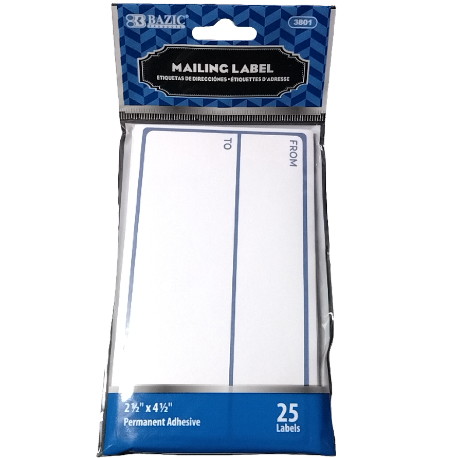 MAILING LABEL 2-1/2" X 4-1/2" PQT.25