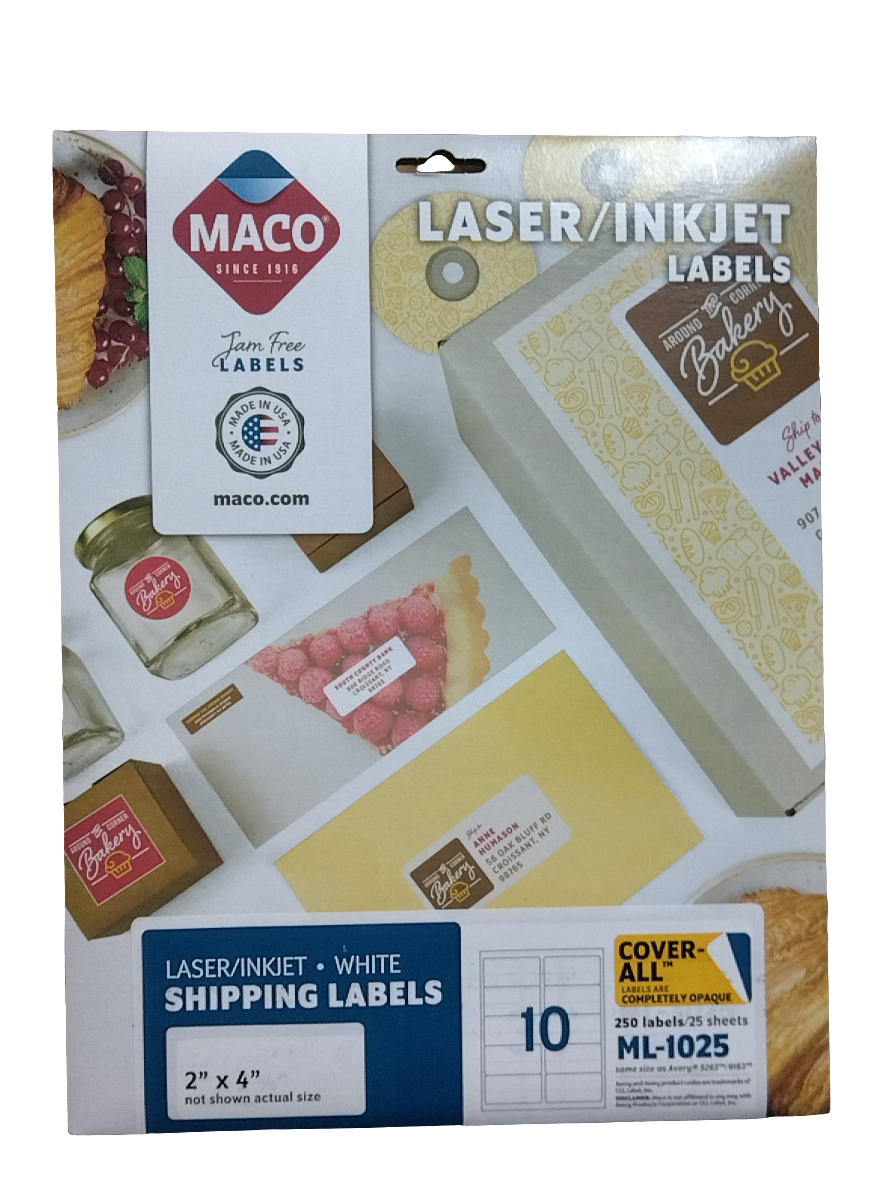 LABELS SHIPPING 2" X 4" WHITE 250 PC