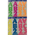 FLOURESCENT COLOR ALPHABET STICKERS 2'' 10 SHEETS