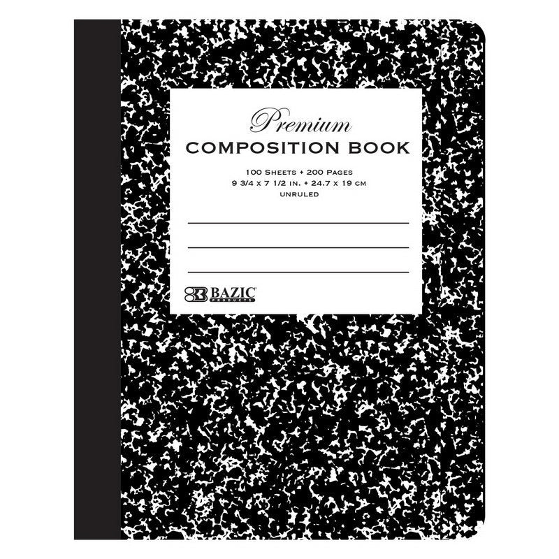 Composition Unruled Marble Notebook | Black or Blue