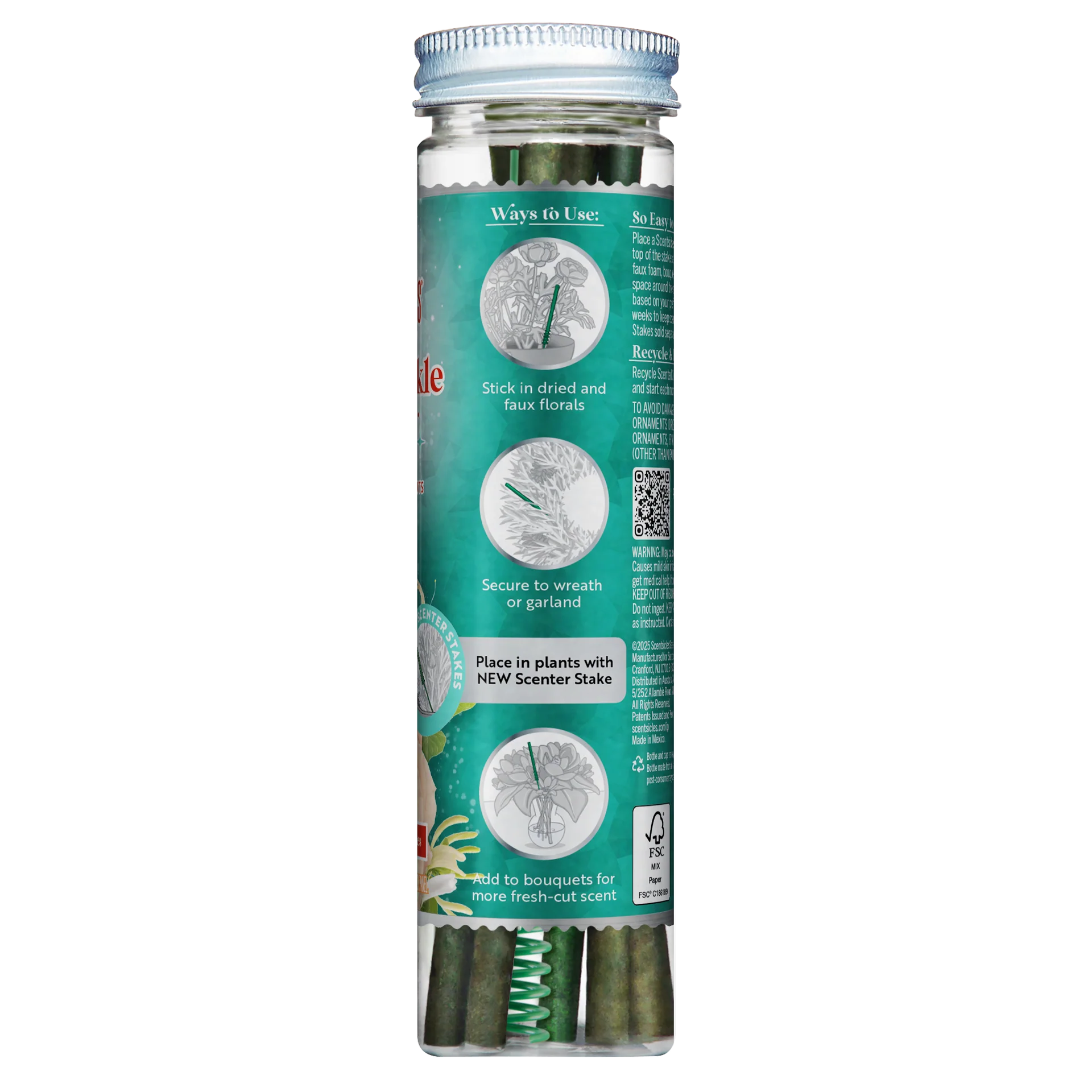 Scentscicles Scented Ornament Stick | Honeysuckle Rose|  6CT Bottle