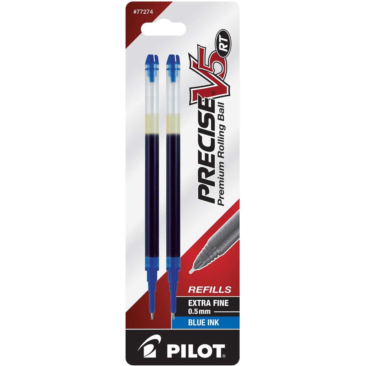 Precise Liquid Ink Retractable Rollerball V5 0.5 mm Extra-Fine Point Blue Pkg. 2