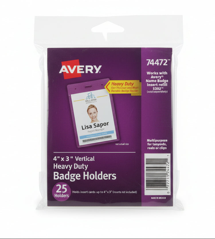 Heavy Duty Badge Holders | Vertical  4x3"