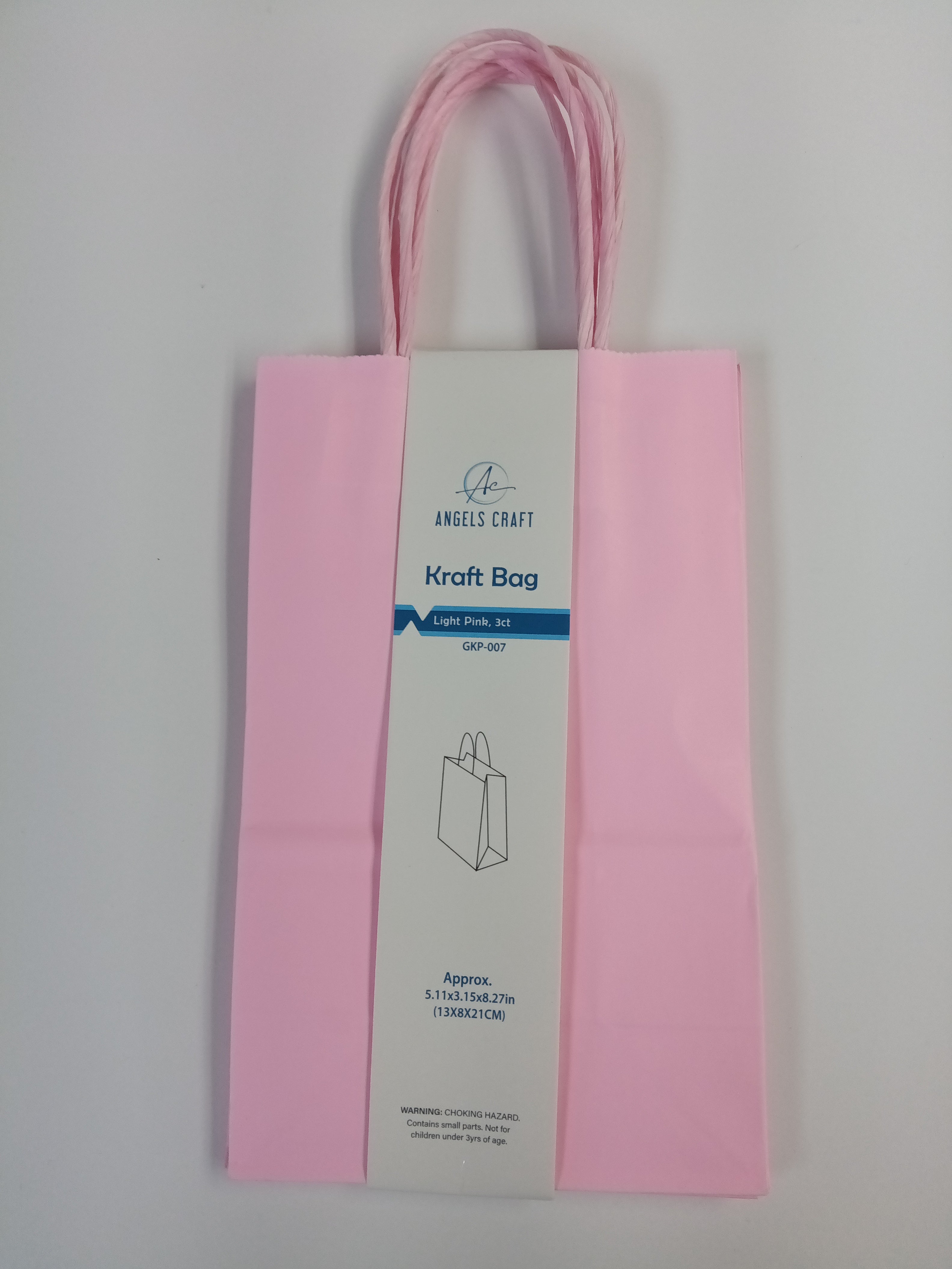 KRAFT BAG-LIGHT PINK 3CT 5.11X3.15X8.27IN