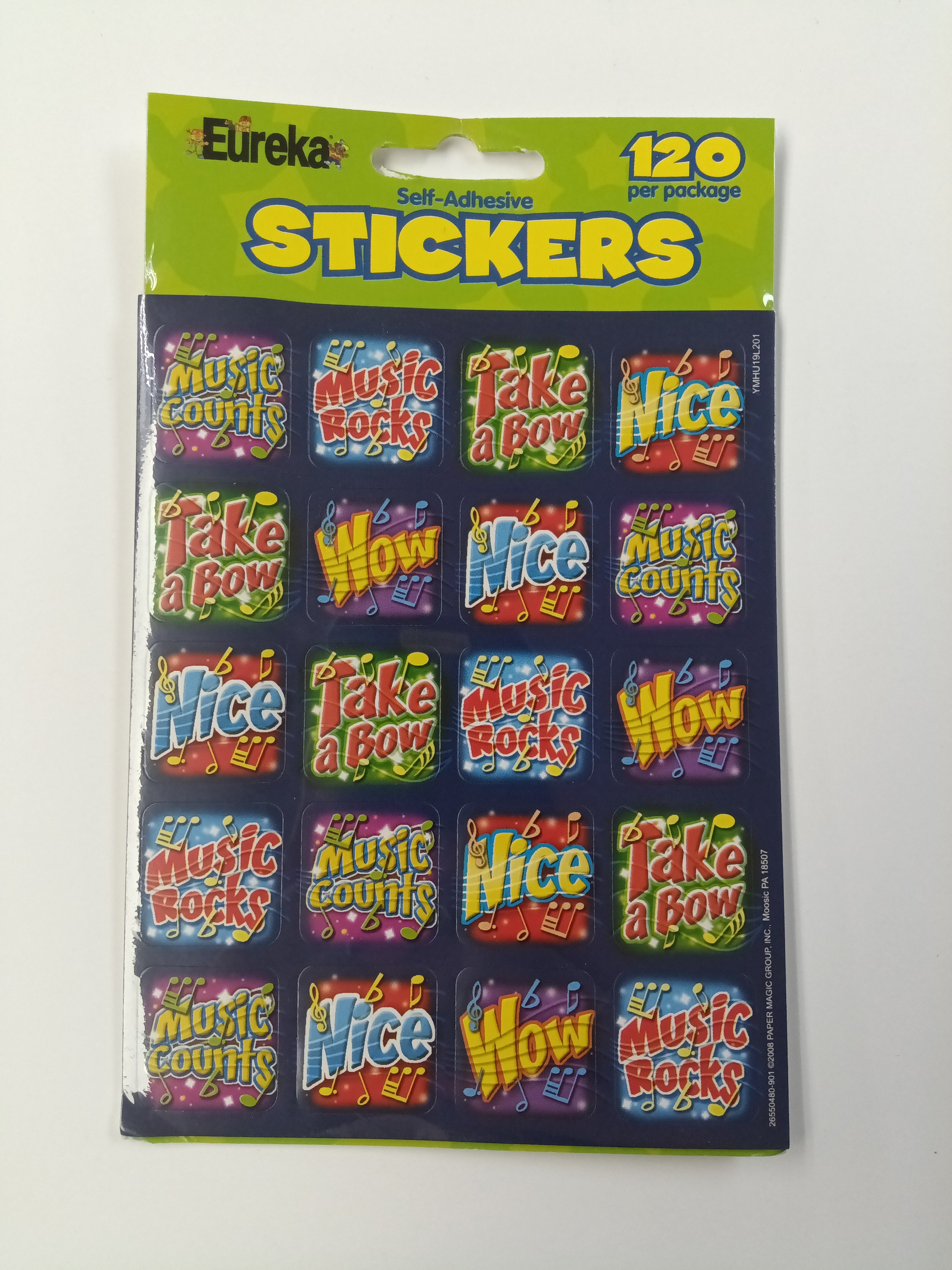 MUSIC THEME STICKERS 1''X1'' 120PCS