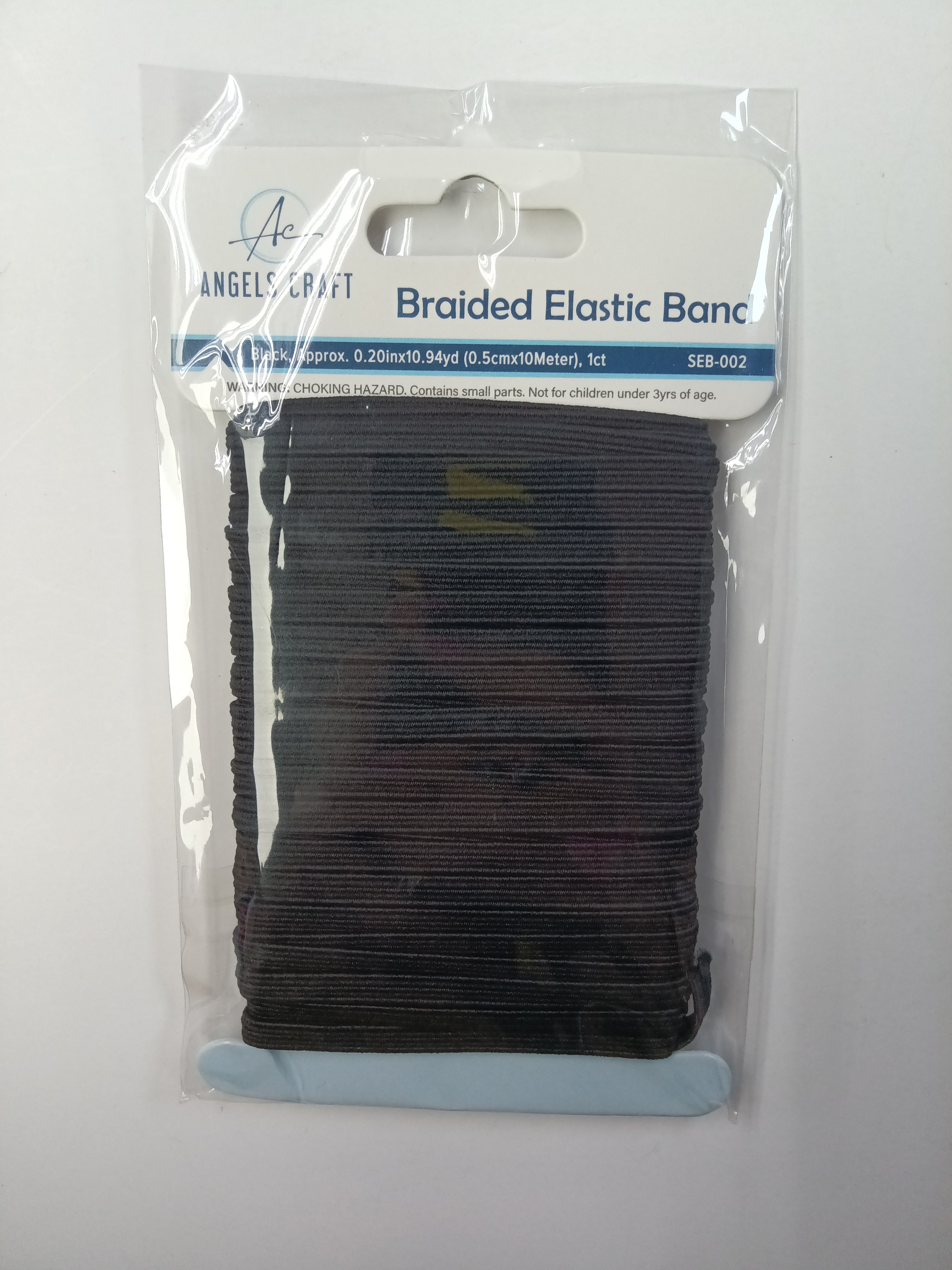 BRAIDED ELASTIC BAND- BLACK 0.20INX10.94YD