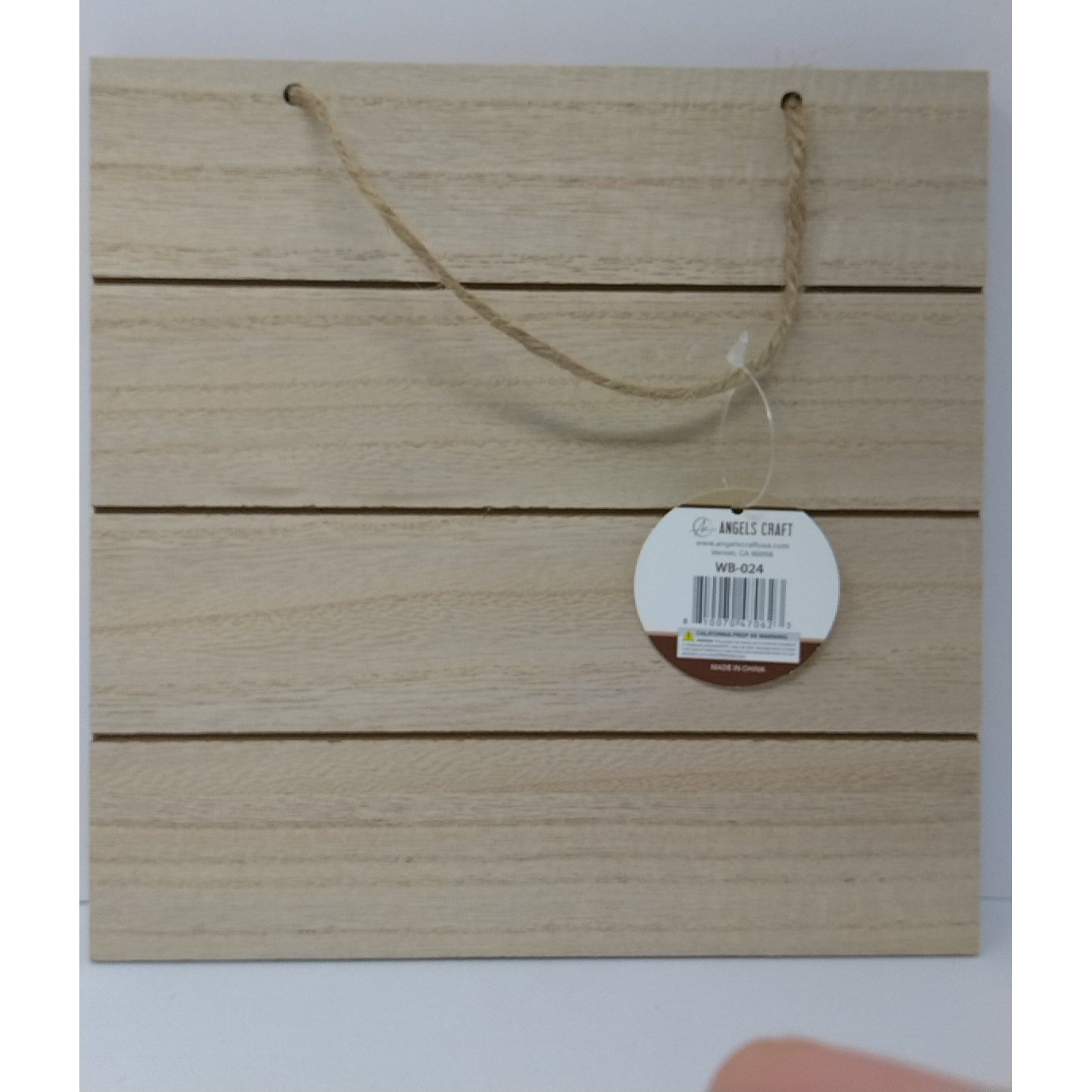 WOOD BOARD SLATE W/JUTE HANGER 7.87"X7.87" 0.4''