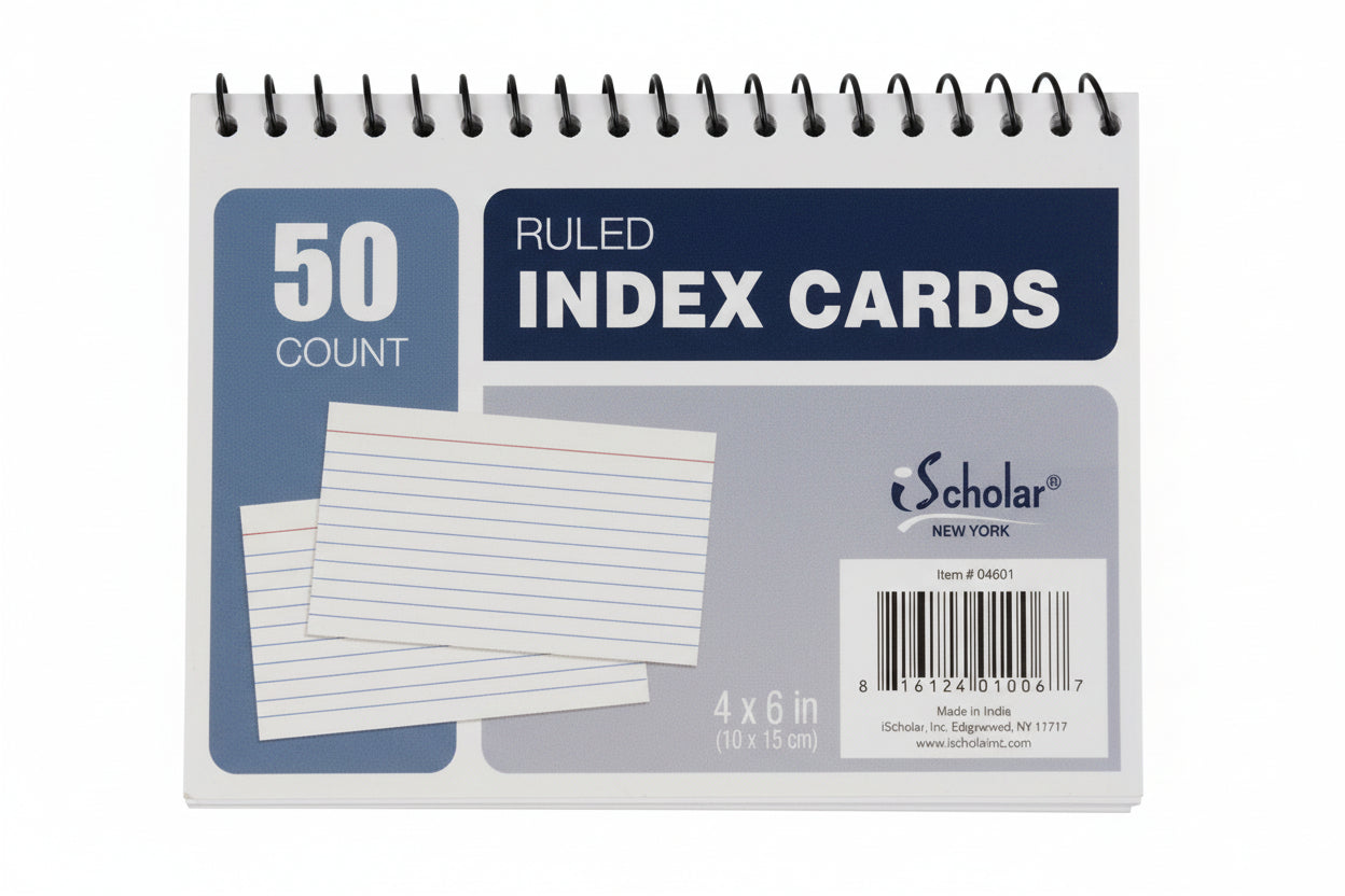 Index Card White Ruled | 4"x 6" | pqt.50