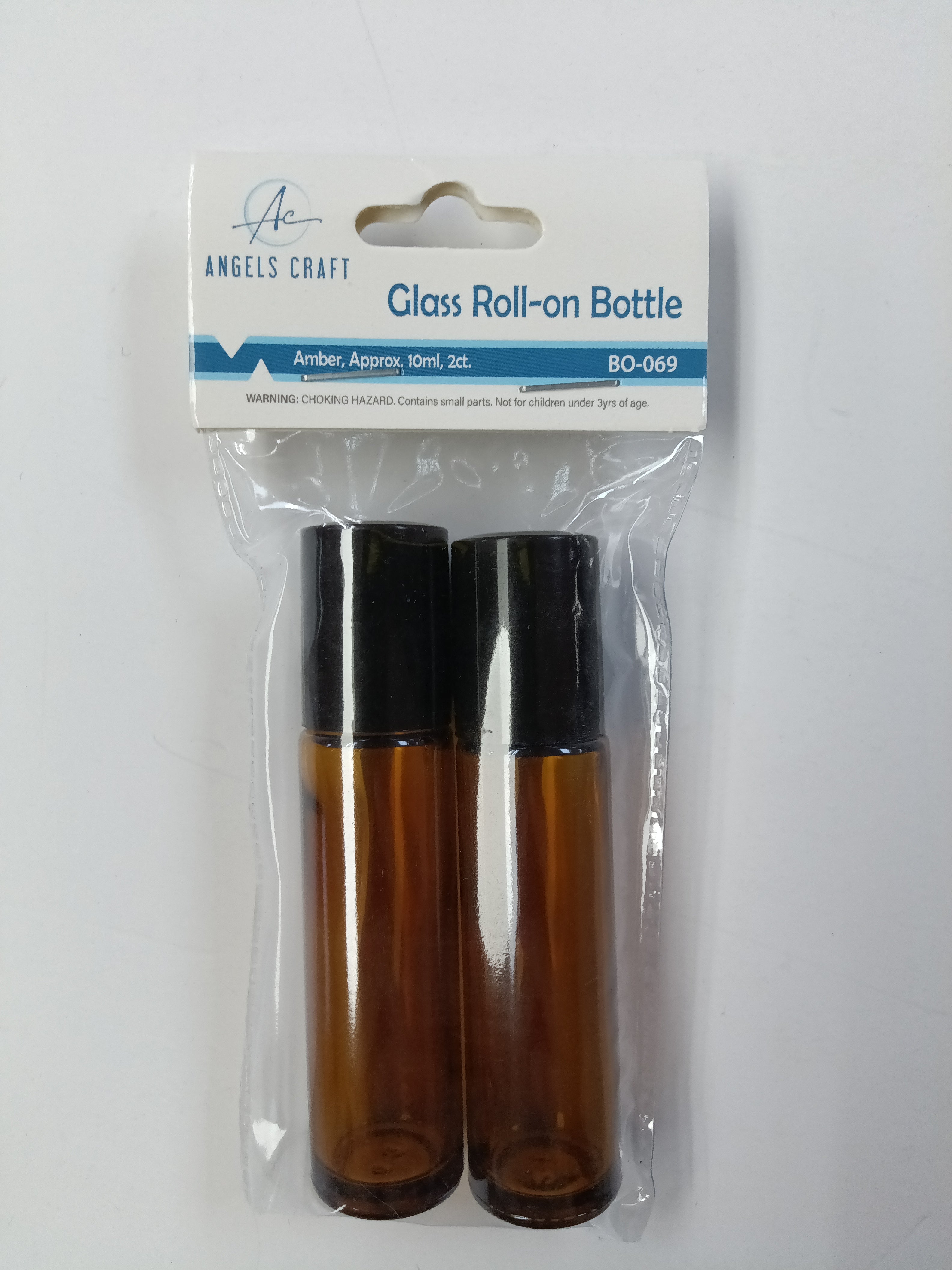AMBER GLASS ROLL-ON BOTTLE, 10ML 2CT