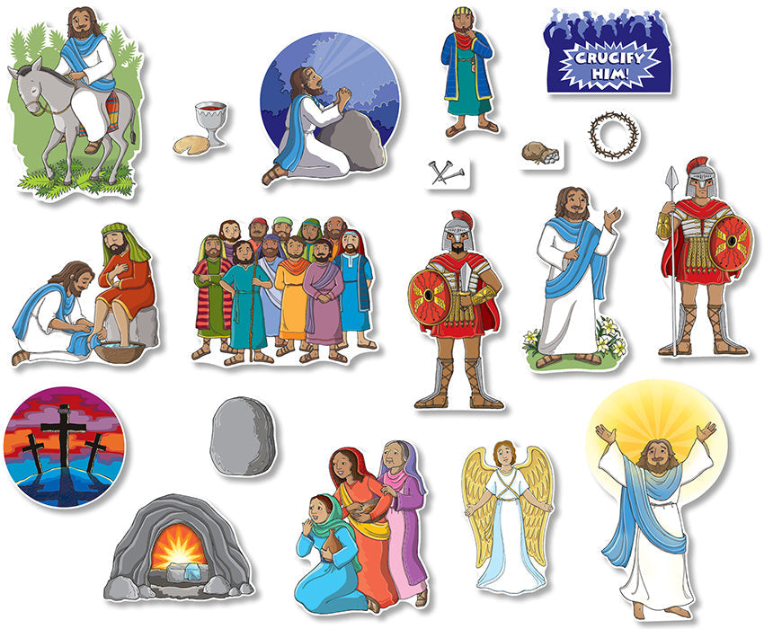 EASTER STORY BULLETIN BOARD SET 19 PCS