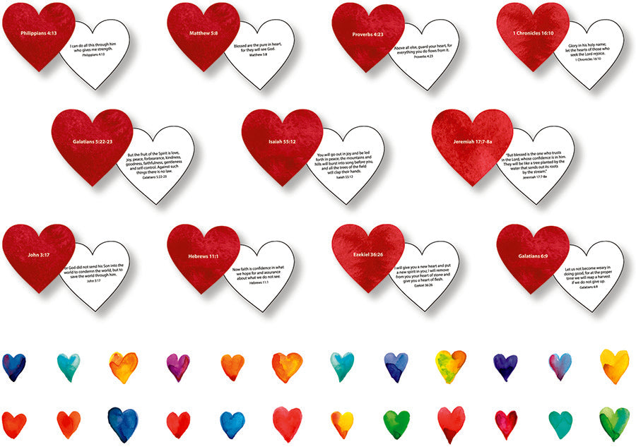 BULLETIN BOARD ACCENTS SCRIPTURE HEARTS 48 PCS