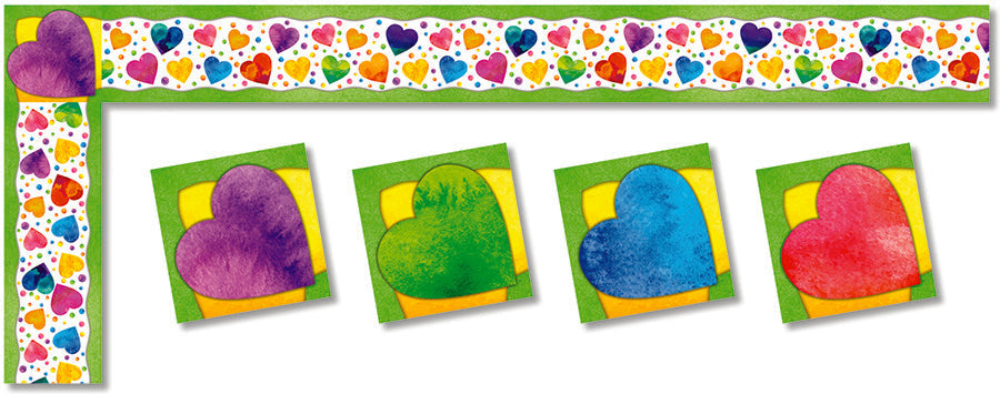 WATERCOLOR HEARTS BORDER