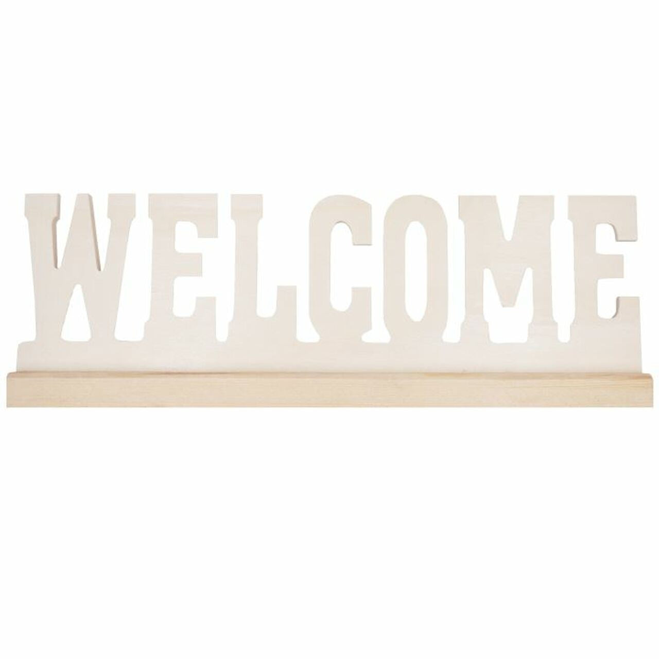 WOOD WORDS WITH BASE-WELCOME 11" LONG